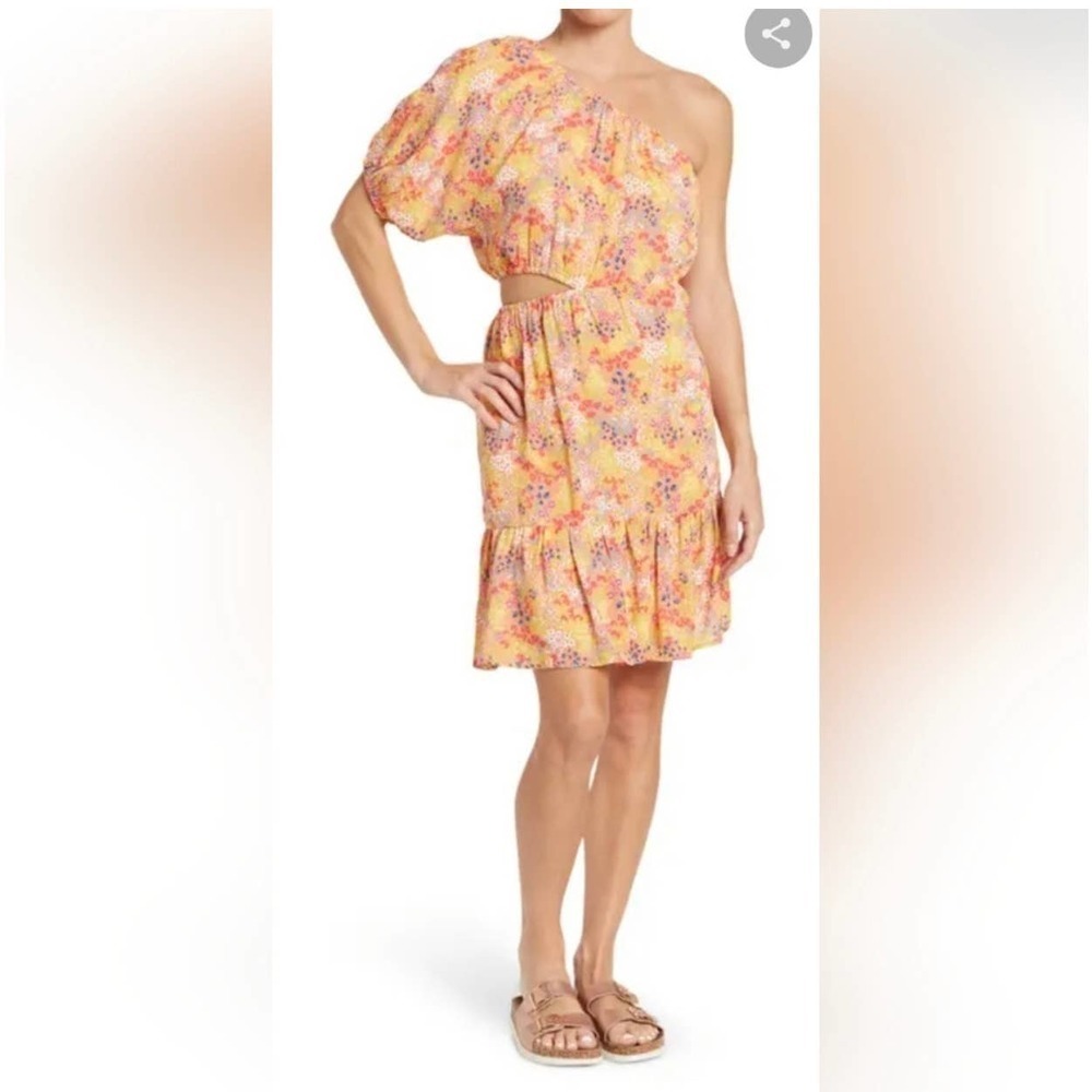 NWT Women’s 19 Cooper One Shoulder Floral Cutout Printed Dress Size Large